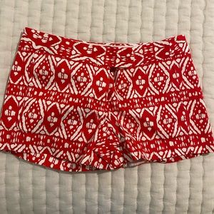 JCrew Red/white Pattern Shorts